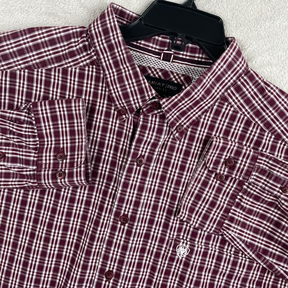 Ariat Pro Series Shirt Mens 2XLT Tall Red Plaid Pro Radar Long Sleeve Vented